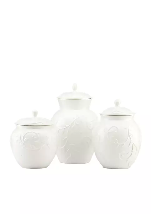 Best Pirce ✔️ Lenox® Opal Innocence Carved Set of 3 Large Canisters 👍 1 Best Pirce ✔️ Lenox® Opal Innocence Carved Set of 3 Large Canisters 👍