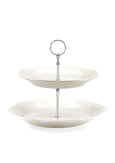 Budget 💯 Lenox® French Perle White Tiered Server 💯 1 Budget 💯 Lenox® French Perle White Tiered Server 💯