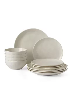 Deals ⌛ Lenox Bay Colors 12-Piece Dinnerware Set, Grey ❤️ -Lenox store Belk 377