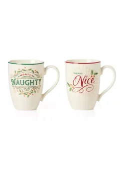 New 🎁 Lenox® Holiday Naughty & Nice Mug Set ⌛
