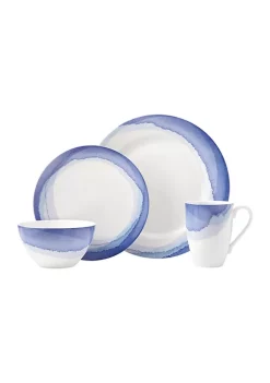 Best Sale 🔥 Lenox® Indigo Watercolor Stripe 4-Piece Place Setting 🛒