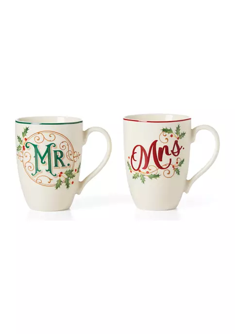 Wholesale 🥰 Lenox® Holiday Mr. & Mrs. Mug Set 👏 1 Wholesale 🥰 Lenox® Holiday Mr. & Mrs. Mug Set 👏