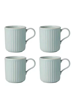 Discount 🌟 Lenox French Perle Scallop Ice Blue Mugs, Set of 4 🎁 -Lenox store Belk 760