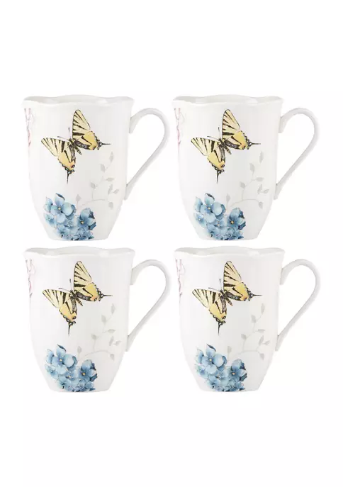 New 💯 Lenox® Butterfly Meadow Hydrangea 4-Piece Mug Set 😀 2 New 💯 Lenox® Butterfly Meadow Hydrangea 4-Piece Mug Set 😀 - Image 2