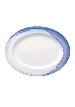 Best deal 🥰 Lenox® Indigo Watercolor Stripe 16 Inch Oval Serving Platter 🔥
