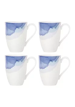 Best deal ⌛ Lenox® Indigo Watercolor Stripe 4-Piece Mug Set ⭐