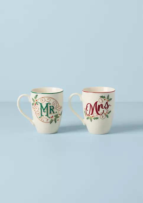 Wholesale 🥰 Lenox® Holiday Mr. & Mrs. Mug Set 👏 3 Wholesale 🥰 Lenox® Holiday Mr. & Mrs. Mug Set 👏 - Image 3